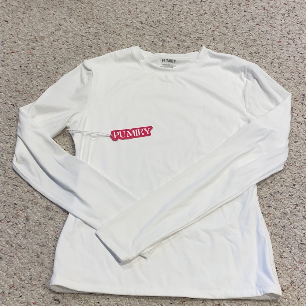 Pumiey Women's White Long Sleeve Top